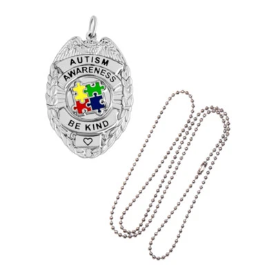 Collar de concienciación sobre el autismo estilo insignia de policía Foto 1 de 2