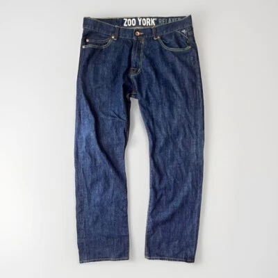 Jeans masculino Zoo York 36 lavagem escura inabalável*BOLSO OCULTO* ossos da caveira Y2K - Imagem 1 de 4