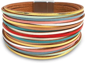 Leather Wrap Bracelets for Women, Boho Leopard Multi-Layer Crystal Beads Cuff Br - Picture 1 of 12