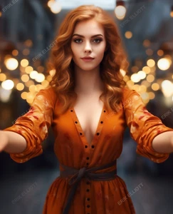 * OFERTA * Impresión fotográfica 8x10 modelo femenino obra de arte precioso pelo rojo mujer ángel - Imagen 1 de 2