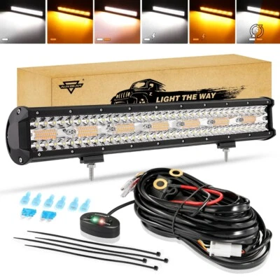 Barra de luz de trabajo LED de 20" AUXBEAM flash estroboscópico ámbar para Jeep Wrangler JK TJ CJ YJ Foto 1 de 4