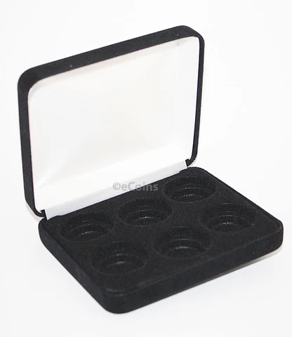 Lot of 20 Black Felt COIN GIFT METAL BOX holds 6-Quarters or Presidential $1 Cover
