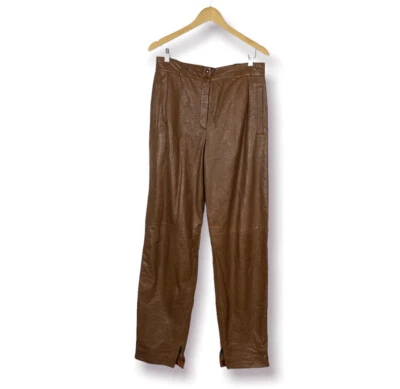 Pantalón de mujer vintage años 80 Escada cuero genuino marrón 40? US 10? Foto 1 de 4