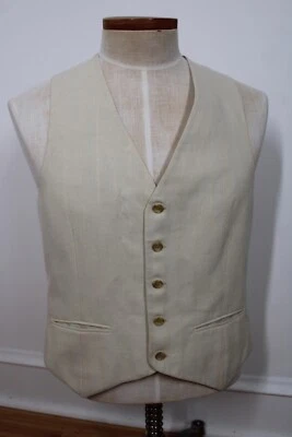 Chaleco Chaleco de Colección Yves St Laurent YSL 41" Pecho Beige Lana Cinco Botones Foto 1 de 4