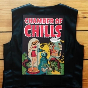 Parche trasero de terror CHAMBER OF CHILLS grande vintage Heavy Metal chaqueta parche - Imagen 1 de 4