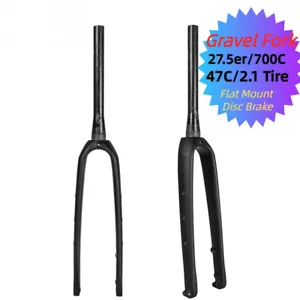 27.5in/700C Carbon Gravel Bicycle Forks 100x12mm Disc Brake Thru Axle Rigid Fork - Picture 1 of 21
