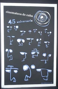 Stylish Original CUBAN Silkscreen Poster Salutes Cuba Movie Library & Archives - Picture 1 of 6
