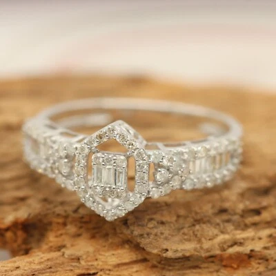 2/3 CT Certified Natural I2/H Diamond Women Halo Engagement Ring 10K White Gold - Image 1 of 4