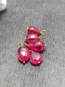29.50 CT. Ruby Corundum Gemstone 7x10 / 8x13mm Silver Pendant Pear Beads 5 Piece - Picture 1 of 14
