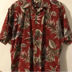 M CAMPIA MODA Men's Stunning Rusty Red Floral Cotton Hawaiian Shirt NEVER WORN - Picture 1 of 4