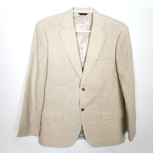 Tasso Elba Men Linen Blazer 42 - 44 Pants 36 x 32 Suit 2 Pc Beige Summer Preppy - Picture 1 of 10