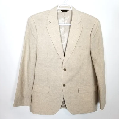 Tasso Elba Men Linen Blazer 42 - 44 Pants 36 x 32 Suit 2 Pc Beige Summer Preppy - Image 1 of 4