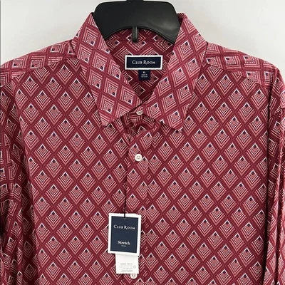 Club Room Men's Long Sleeve Button Down Shirt - Dark Red Multi - XL - NWT - Image 1 of 4