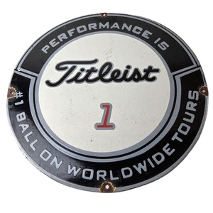 Vintage Titleist Golf Schild - #1 Ball Golf Händler Porzellan Zapfsäule Schild - Bild 1 von 14