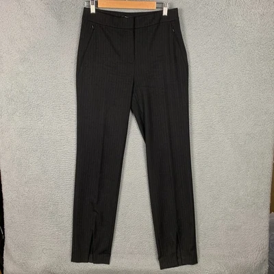 Брюки женские Theory средние черные в тонкую полоску шерстяная смесь с разрезом спереди карьерные брюки - Изображение 1 из 4