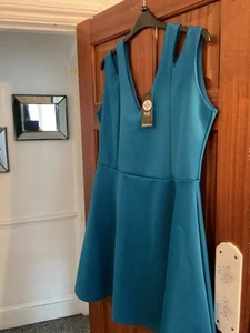 Plus Size 22 Cold Shoulder Skater Dress, Teal In Color New With Tags - Picture 1 of 6