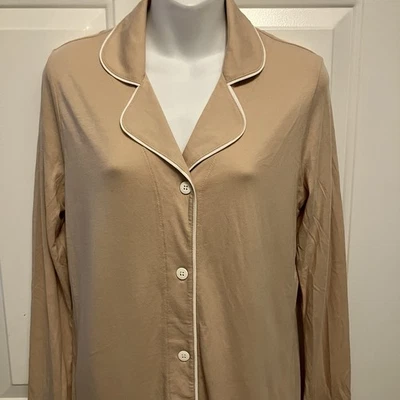 NUEVO CON ETIQUETAS COSABELLA XS/Pequeño Beige Tostado Botones Pijama Boxer Conjunto Algodón Pima Foto 1 de 4