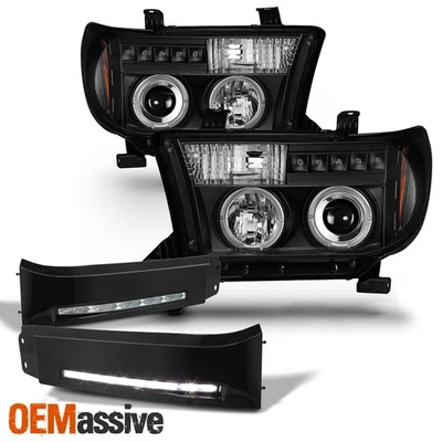 Faros LED proyectores halo negros Fit 07-13 Tundra Sequoia + luz antiniebla LED DRL Foto 1 de 4