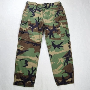 Pantalone mimetico vintage uomo grande corto verde bosco cargo militare senza coulisse - Foto 1 di 16