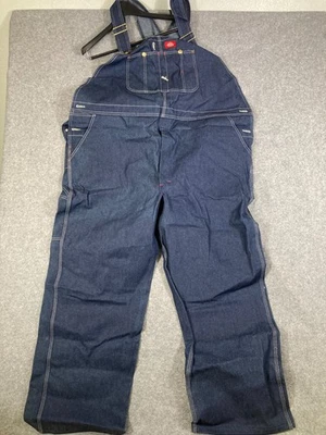 Dickies плотник Workwear нагрудник комбинезон мужской 52 X 30 синий джинсовой ткани молнии мухи новый с Ярлыками - Изображение 1 из 4