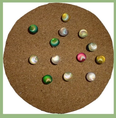 14 thumbtacks Mermaid fish scales round push pins assorted colors decorator - Image 1 of 3