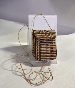 Mini Korb Rattan Magnet Druckknopf Schnur Riemen Crossbody Schulter Umhängetasche Tasche - Bild 1 von 10