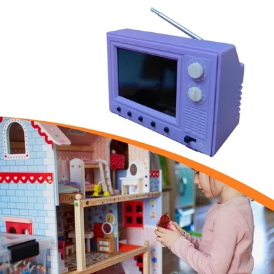 Miniatura TV Televisione 1:12 Scala Simulazione Stile Vintage Giocattolo - Immagine 1 di 4
