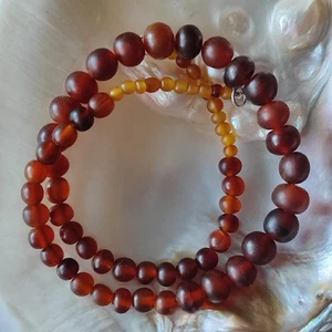 Vintage Natural horn Beaded necklace choker Horn bead balls Lock-silver 14.3 g - Picture 1 of 10