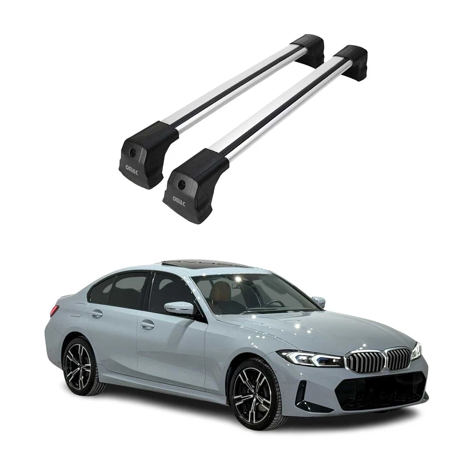 Barra transversal de barras de techo de puntos fijos para BMW Serie 3 G20 G80 2019-2025 gris aluminio Foto 1 de 4