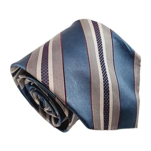 Ermenegildo Zegna Krawatte Blau Streifenmuster Herren Seidenkrawatte Jacquard - Bild 1 von 7