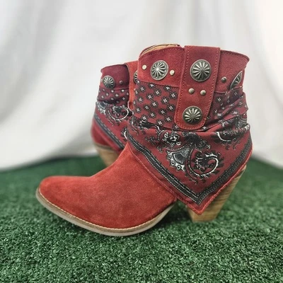 Dingo Bandida 7" Botas de Moda Occidental para Mujer Talla 11 Rojo Gamuza DI184-ROJO Foto 1 de 4