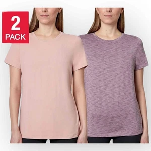 Neu mit Etikett Mondetta Active Comfort Damen-T-Shirt 2er-Pack – Größe XL – Holunder & Mauve - Bild 1 von 4