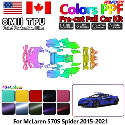 Color Precut PPF Paint Protection Film For McLaren 570S Spider 2015-2021 - Image 1 of 4