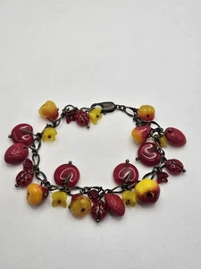 Bracciale Charm Artigianale Vetro Arte Frutta Coccinella Fiore - Foto 1 di 17