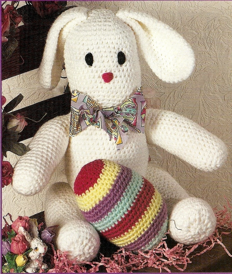 CUTE Easter Bunny with Striped Egg/Toy/ Crochet Pattern INSTRUCTIONS ONLY - Image 1 of 1