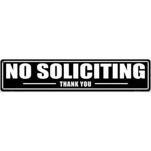 No Soliciting Thank You 3"x12" Metall Straßenschild Plakette Haus Tür Garage Wand - Bild 1 von 1