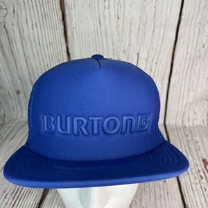 Burton Snowboards Trucker Hat Cap Blue Snapback Mesh 3D Rubber Spell Out Logo - Picture 1 of 7