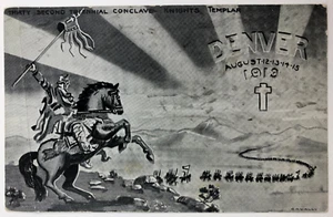 1913 Denver Knights Templar Thirty Second Triennial Conclave Postcard CREASED - Picture 1 of 3