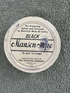 Vtg Collectible Black Manson Tape Tin/Container, The Okonite Company Made In USA - Picture 1 of 3