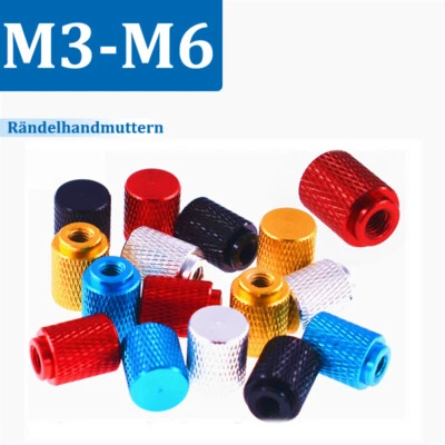 Erhöhte Rändelmutter Aluminium Hohe Form Rundmutter Raendelmuttern M3 M4 M5 M6 - Bild 1 von 4