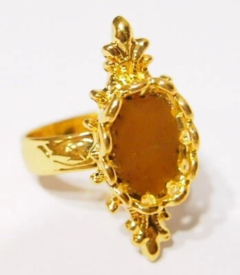 6 - 14x10mm Shiny Gold Victorian Deco Lefleur Design Adjustable Ring Settings - Image 1 of 4