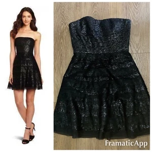 BCBG MAXAZRIA MUJER Tul Sin Tirantes Lentejuelas NEGRO CORSÉ VESTIDO TALLA:6 $368 Anx123 * - Imagen 1 de 5