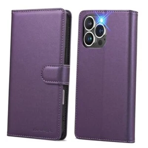 for Wallet case, PU Leather Magnetic flip Phone case, with iPhone 16 Pro Purple - Picture 1 of 8