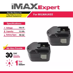 2x Batería de NiCd de 14,4 V 1,5 Ah para Milwaukee 48-11-1000, 48-11-1014, 48-11-1024 - Imagen 1 de 6