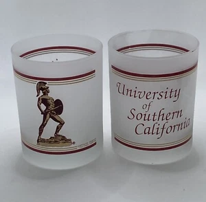 USC Trojans Glasses University of Southern California Frosted Bourbon Rocks TWO - Picture 1 of 6