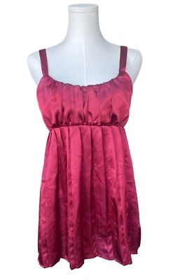 Top túnica babydoll Rampage Y2K de colección talla M plisada satinada caprichosa vacaciones rojo Foto 1 de 4