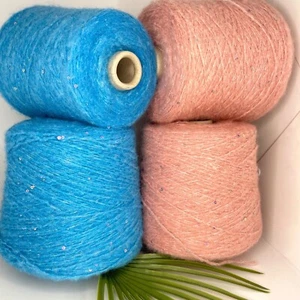 Sequin KID MOHAIR SILK PAILLETES Yarn on Cone SPORT WEIGHT Hand Machine Knitting - Picture 1 of 8
