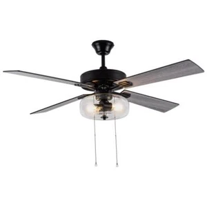 River of Goods LED Ceiling Fan 52" 3-Speed Motor Technology Black W/ Light Kit - Picture 1 of 10