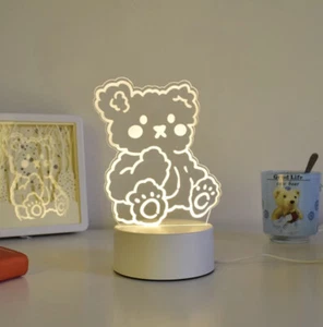 3D LED Night Light USB Small Table Lamp Fluffy teddy bear US Seller - Picture 1 of 3