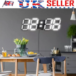 Digital 3D USB LED Wall/Desk Clock Digital Alarm Big Digits Auto Brightness UK - Picture 1 of 14